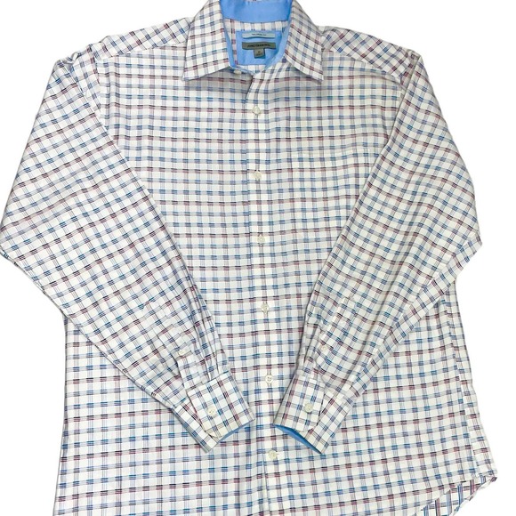 Johnston & Murphy Other - Men's Johnston & Murphy Button Down Dress Shirt - White and Blue checkered -Sz M